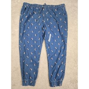 Disney Parks Minnie Mouse Jean Joggers Womens 2XL New Denim Blue All Over Print